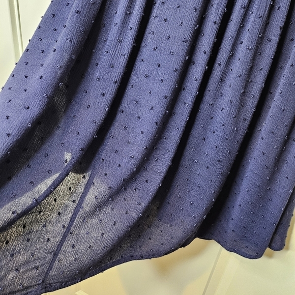 Umgee Dress Womens Navy Blue Coral Sheer Swiss Dot Crochet Waist Size Medium - Picture 7 of 11